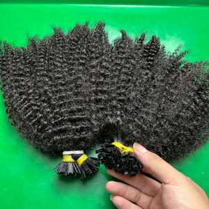 CDYHAIRVN Prix d'usine Extensions de cheveux humains vietnamiens bruts doublement étirés, bouclés crépus, à pointe plate en kératine, noirs - Product Image 3