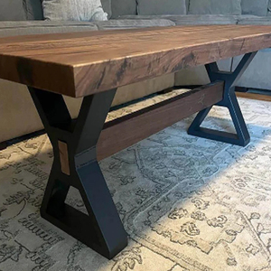 Farmhouse X-Shaped <b>Bench</b> Coffee Table Legs 1 Pair Metal Black Table Legs - Product Image 4