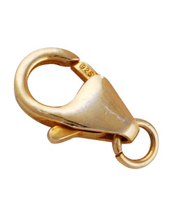 Gold Plated Fish Lobster Clasp Lock 925 Sterling <b>Solid</b> <b>Silver</b> Jewelry Finding for <b>Necklace</b> Bracelet - Product Image 1