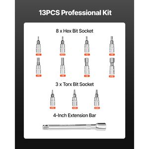 Set di chiavi dinamometriche a scatto con attacco da 1/4 di pollice, 20-200 libbre (22,6 N.m), 72 denti, doppia direzione, doppia scala, precisione del 3%, kit di utensili di alta precisione - Product Image 2