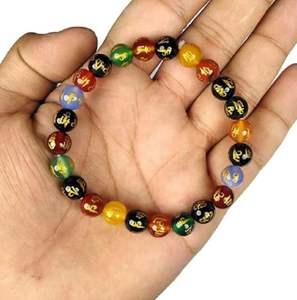 Pulsera redonda hecha a mano con cuentas de los siete chakras de Feng Shui para hombres y mujeres, con diseño de om y padma, tamaño 8-10 mm, joyería de moda, regalo energético. - Product Image 6