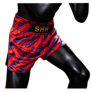 SHH Red Blue Printed Boxing Shorts Men's Satin Martial Arts Wear Regular Fit Quick Dry - Product Image 4