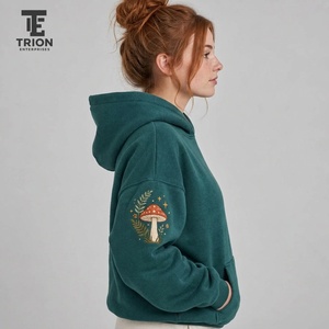 Stylish <b>women</b> embroidery <b>hoodie</b> crafted with <b>soft</b> fabric warm comfort detailed stitching and a modern fit for everyday fashion - Product Image 2