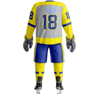 Tenues d'équipe sportive 100% polyester, maillots et pantalons de hockey sur glace imprimés, nom d'équipe personnalisé, respirant, séchage rapide, entraînement, vente en gros, unisexe - Product Image 3