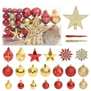 Juego de Adornos Navideños Rojos y Dorados, Bolas de Plástico Premium y Adornos para Árbol - Product Image 1