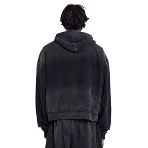 Sweat à capuche zippé personnalisé pour homme 2025 en 100 % coton, broderie chenille, motif uni, tissu polaire, coupe ample, respirant, écologique - Product Image 3