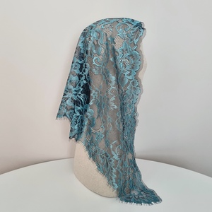 Voile de prière élégant vert paon en dentelle florale française, voile de chapelle catholique, mantille de qualité supérieure coréenne, cadeau pour femme - Product Image 3