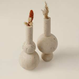 Jarrón de Travertino, Objeto Decorativo Figurativo, Centro de Mesa, Decoración para Estantería, Decoración para Mesa de Centro, Decoración para Consola - Product Image 1