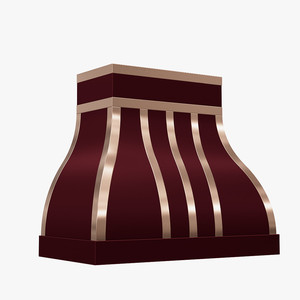 Hotte de cuisine murale en acier inoxydable faite à la main, finition rouge avec bande de cuivre, pour foyer, à ventilation par cheminée, très vendue - Product Image 3