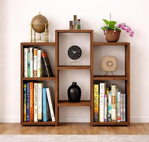 Étagère de rangement moderne en bois à trois niveaux, de type autoportant, marron, présentoir modulaire pour la maison, le bureau et le salon - Product Image 2
