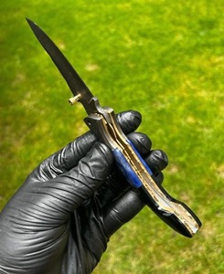 OEM Handmade Industrial/DIY Grade Utility Camping Pocket Folding <b>Knife</b> 7.5 Inch Damascus Steel <b>Bone</b>+Horn <b>Handle</b> Quick-Change - Product Image 4