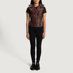 Gilet en cuir véritable pour femme, style vintage, veste sans manches de haute qualité, fabrication pakistanaise, vêtements d'extérieur haut de gamme pour femmes - Product Image 3