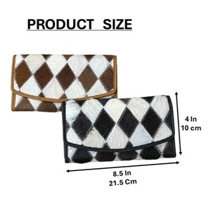 Cartera Larga de Piel Genuina de Vacuno de Lujo para Mujer, Hecha a Mano con Patrón de Diamantes y Bolsillo con Cremallera - Product Image 2