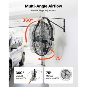 Ventilatore da Parete in Metallo da 18 Pollici con Protezione IP44, 3 Velocità, Lunga Distanza di Flusso d'Aria, Rotazione Regolabile, Tipo di Spina AU - Product Image 5