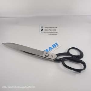 HABI INDUSTRIES Professional Custom Logo Curved Sharp Stainless Steel <b>Sewing</b> Chrome Embroidery <b>Scissors</b> Anti-Tailor Steel Handle - Product Image 1