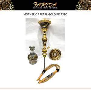 Superior Quality Unique Design Luxury Egyptian Designer Mother of Pearl Gold Picasso Decorated Stainless Steel <b>Hookahs</b> Supplier - Product Image 4