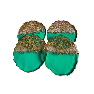 Ensemble de 4 dessous-de-verre en résine vert émeraude, faits à la main, avec feuille d'or, effet géode et agate, résistants à la chaleur, pour une décoration intérieure de luxe - Product Image 1