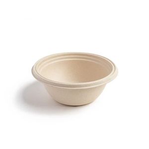 Bol jetable en bagasse naturelle, compostable, en fibre de canne à sucre, pour les repas chauds et froids - Product Image 1
