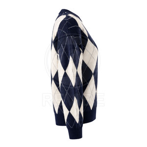 Pull d'hiver élégant pour femme en maille douce de coton mélangé, décontracté, avec logo personnalisable sur le devant, respirant, haute qualité, vente en gros - Product Image 4