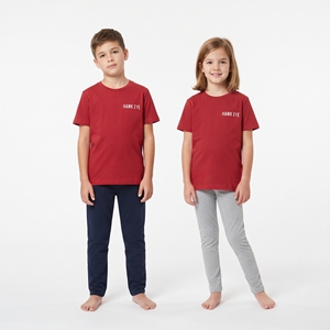 Custom Personalized <b>Kids</b> Red Cotton T-Shirt Crew Neck Short Sleeve Regular Fit Breathable Unisex Children's Leisure Top - Product Image 2