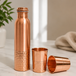 Bouteille en cuivre texturée Royal Half Dimpled avec sac en toile – Vaisselle pour la maison, les voyages et les fêtes - Product Image 5