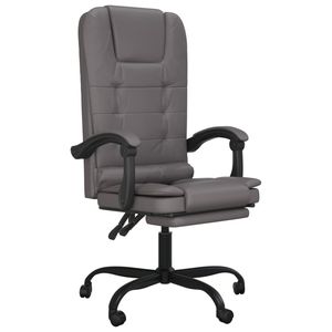 Gray Faux Leather Reclining <b>Office</b> <b>Chair</b> with <b>Massage</b> Feature - Product Image 2