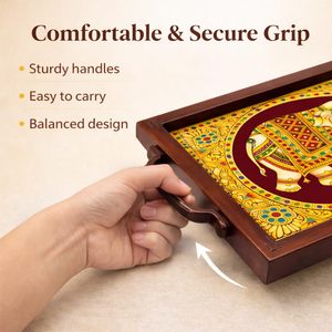 <b>Decorative</b> Tea & Snack Serving Wooden Tray with Handles <b>Elephant</b> Print <b>Decorative</b> Catering Portable Platter Eco Friendly Sell - Product Image 4