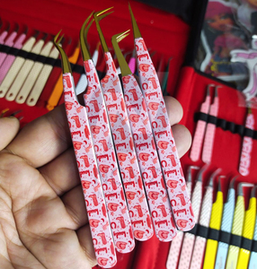 Nouvel ensemble de pinces à épiler personnalisées en acier inoxydable, style western cowboy, pour extensions de cils à pointe en fibre, en promotion - Product Image 2