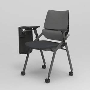 Recepción de entrenamiento Visitante Conferencia de ahorro de espacio Sillas Evenr Diseño moderno Silla de malla apilable sobre ruedas con tableta de escritura - Product Image 1