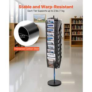 Portable 30-Pocket Rotating Brochure Display Rack Mesh <b>Magazine</b> Literature Stand Metal Newspaper Catalog <b>Holders</b> for Shop - Product Image 3