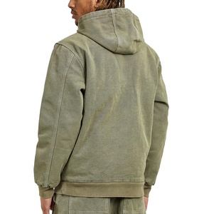 Custom Wash Heavy <b>Canvas</b> <b>Work</b> <b>Jacket</b> With Lined Vintage Worker Hooded <b>Jacket</b> Zip up Acid Wash <b>Work</b> <b>Jacket</b> - Product Image 2
