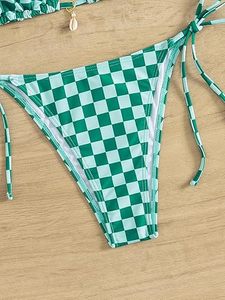 High Demanded Women's Halter Neck Bikini with <b>V</b>-<b>Strings</b> Bottom Floral Pattern Spandex/Nylon Fabric Custom 2-Piece Beachwear Set - Product Image 6