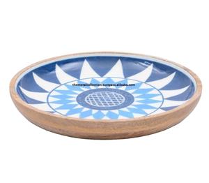 Bol de service classique pour ustensiles de cuisine vaisselle de Restaurant service de salade plateau bol imprimé bols à Fruits en bois - Product Image 1
