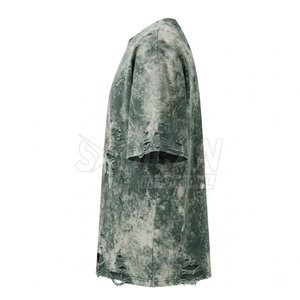 รับผลิตเสื้อยืดทรงบ็อกซี่โอเวอร์ไซส์สำหรับผู้ชาย แบบดิสเทรส ผ้าฝ้าย 100% เป็นมิตรต่อสิ่งแวดล้อม แห้งเร็ว พร้อมบริการติดแบรนด์ตามสั่ง (OEM/ODM) - Product Image 5