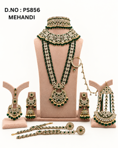 <b>Bridal</b> <b>Jewelry</b> <b>Set</b> Crystal Beaded CZ Choker Long Necklace Jhumka Earrings Pasa Mang Tika Nath Wedding Full Dulhan <b>Set</b> Wholesaler - Product Image 1