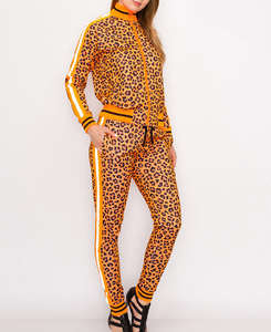 Conjunto Deportivo de Dos Piezas para Mujer, Estilo Urbano, de Lujo, Alta Calidad, 100% Algodón, Felpa Técnica, Estampado de Leopardo, con Cierre de Cremallera, Corte Regular - Product Image 2