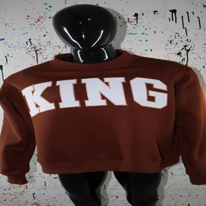 KING <b>BROWN</b> Mock Neck Sweatshirt 100% WHITE Applique Embroidery wide neck Sweatshirt CLUSH SPORTS - Product Image 1
