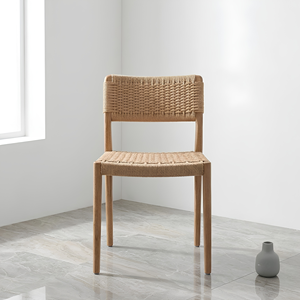 Luxury Solid <b>Teak</b> Wood Woven Rope Dining <b>Chair</b> Modern Handwoven Beige Side <b>Chair</b> for Garden Restaurant Hotel Outdoor Patio Decor - Product Image 1
