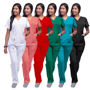 Ensemble de blouses d'infirmière respirantes et sans coutures, avec logo personnalisé, détectables par les détecteurs de métaux, en jersey tricoté, uniformes d'hôpital unisexes pour cliniques dentaires et salons - Product Image 1