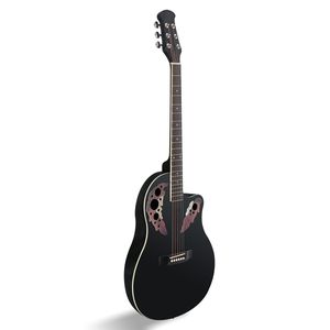 Chitarra Acustica Cutaway Rotonda di Alta Qualità da 41 Pollici con Top in Abete, Foro a Grappolo, in Legno Massello, Nera, Chitarra Classica Elettrica - Product Image 1