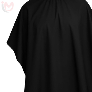Cape de coiffure noire en textile imperméable et anti-adhérente pour salon de coiffure et barbier - Product Image 5