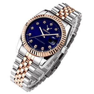 Montres-bracelets de luxe dorées pour femmes, en acier inoxydable haut de gamme, or véritable, étanches, affichage analogique à quartz avec date automatique CON 1193BZ - Product Image 4