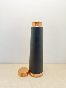 Premium Matte Dark Green Pure Copper Water Bottle Minimalist Drinkware Copper Flask Tapered Sports Bottle with Leak-Proof Cap - Product Image 2
