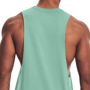 Camiseta sin mangas para hombre, color verde menta, cuello redondo, color sólido, informal, transpirable, de punto, para entrenamiento. - Product Image 6