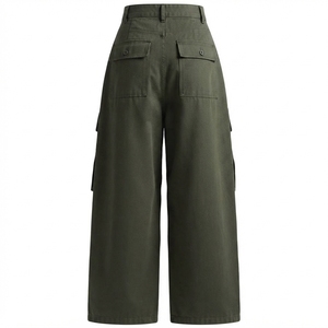 AMIB SPORTS Men's Olive <b>Green</b> <b>Cargo</b> <b>Pants</b> Mid Waist Straight Fit Multiple Pockets 100% Cotton Canvas Casual Lightweight - Product Image 2