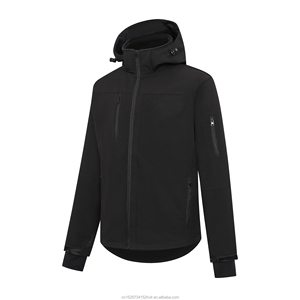 Veste en polaire à capuche noire pour homme, pull décontracté, couleur unie, vêtement d'automne, coupe classique, matière polyester - Product Image 2