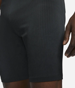 Shorts décontractés pour hommes, noirs unis, taille mi-haute élastique, en tricot polyester/coton, avec cordon de serrage, écologiques, séchage rapide - Product Image 5
