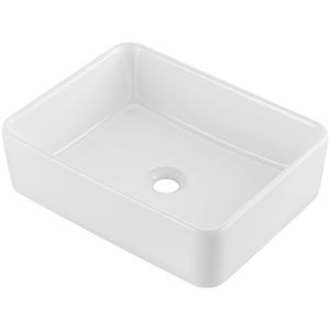 Lavabo da Appoggio Rettangolare Moderno Stile B 48x37,3 cm in Ceramica Bianca con Rubinetto a Leva - Product Image 1