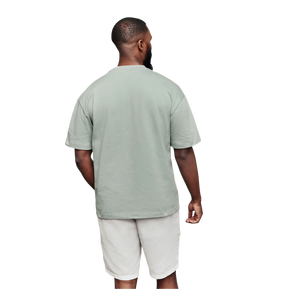 T-shirt à manches courtes col rond vert clair pour homme, 100% coton, coupe classique, couleur unie, jersey tricoté, style décontracté - Product Image 2