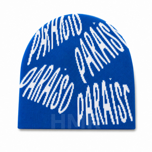 Gorro de Invierno Unisex de Acrílico de Alta Calidad con Letras Jacquard Azules de la Hermandad y Sororidad HMR, Estilo Urbano para Adultos - Product Image 1